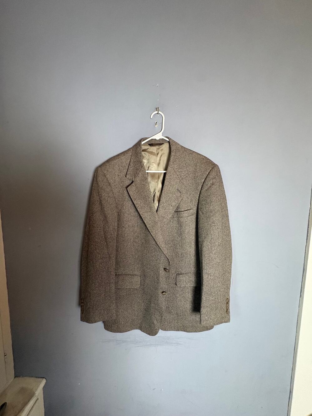 Lacrosse Men’s Wool Tweed Sport Coat Black Herringbone Size 42R